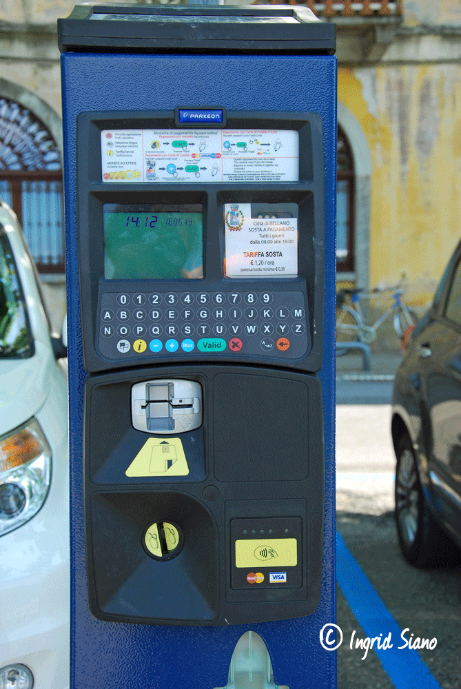 Digital parking meter in Bellano on Lake Como